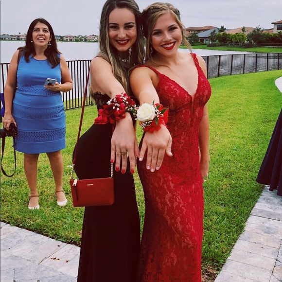 Jovani Red Lace Prom Dress - Picture 10 of 10